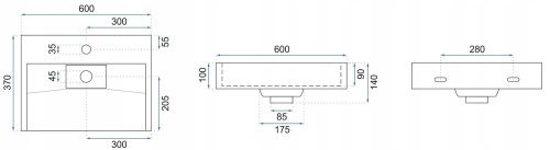 Умывальник REA Goya Black Mat 60 REA-U8779