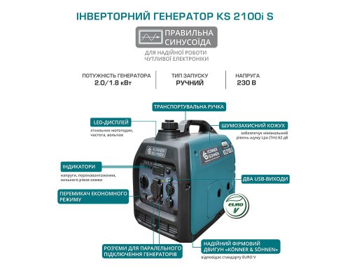 Генератор инверторный Konner&Sohnen KS 2100i S