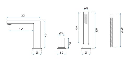 Смеситель для ванны REA Icon Black Matt REA-B3622