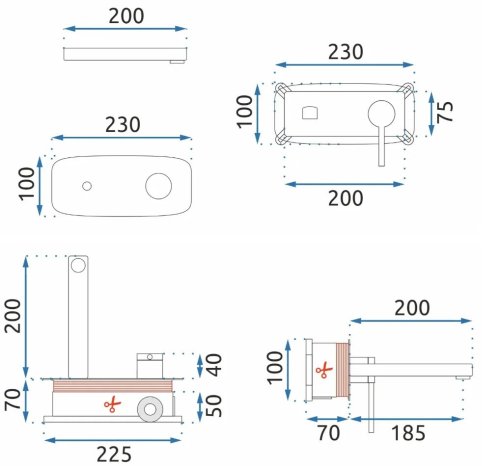 Смеситель скрытого монтажа REA Oval Black + Box REA-B8860