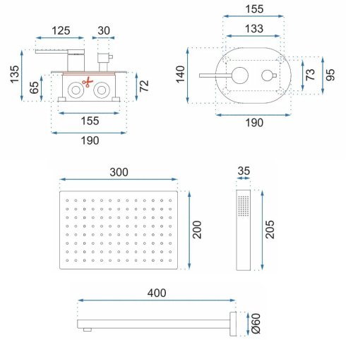 Душевая система REA Oval Gold + Box REA-P8466