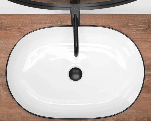 Умывальник REA Cleo 61 White Black Edge REA-U6210