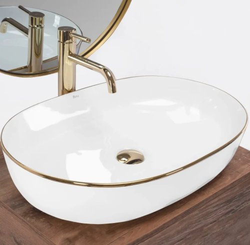 Умывальник REA Cleo 61 White Gold Edge REA-U6211