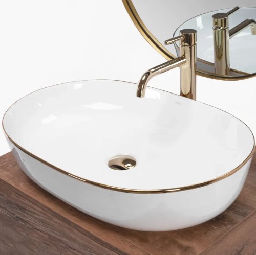 Умывальник REA Cleo 61 White Gold Edge REA-U6211