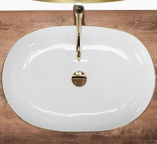 Умывальник REA Cleo 61 White Gold Edge REA-U6211