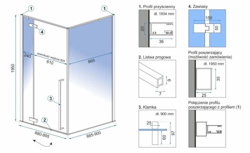 Душевая кабина REA Fargo Gold 90х90 REA-K4903