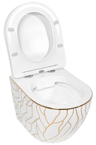 Подвесной унитаз REA Carlos Flat Wave Gold REA-C8767