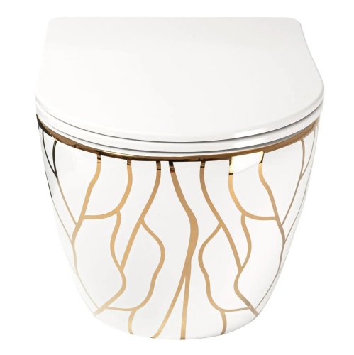 Подвесной унитаз REA Carlos Flat Wave Gold REA-C8767