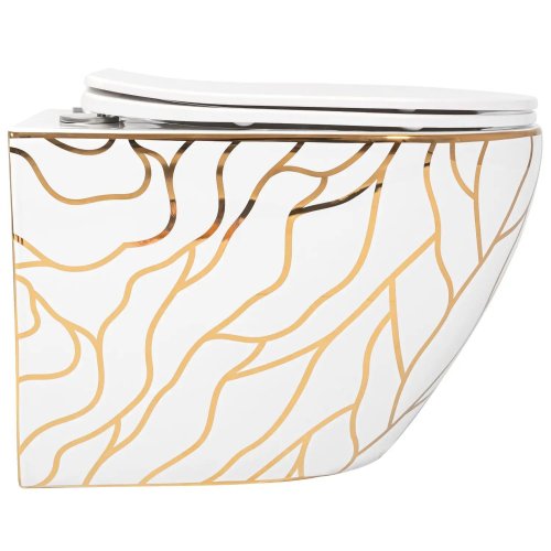 Подвесной унитаз REA Carlos Flat Wave Gold REA-C8767