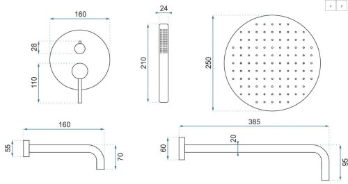 Душевая система REA Lungo Brushed Gold + Box REA-P6609