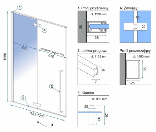 Душевые двери REA Fargo Black Mat 120 REA-K6328