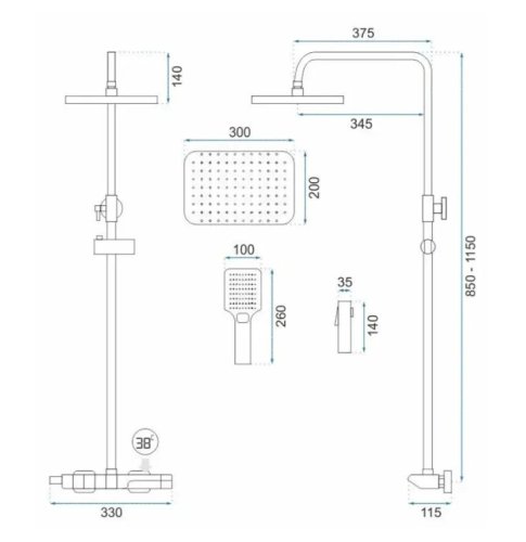 Душевая система REA Rob Nikiel Brushed REA-P6624