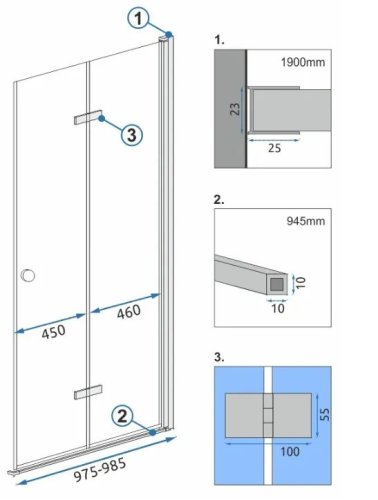 Душевые двери (модуль) REA Fold N2 100 REA-K7439