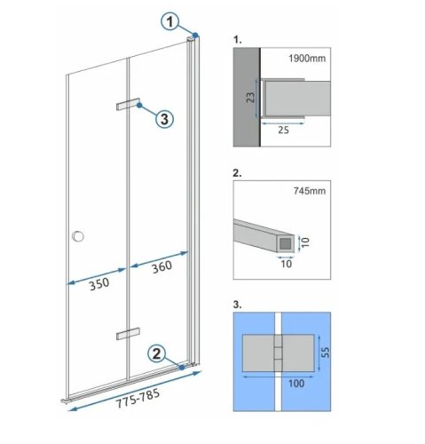 Душевые двери (модуль) REA Fold N2 80 REA-K7443