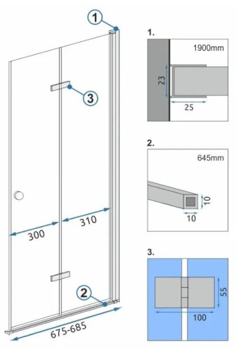 Душевые двери (модуль) REA Fold N2 70 REA-K7444