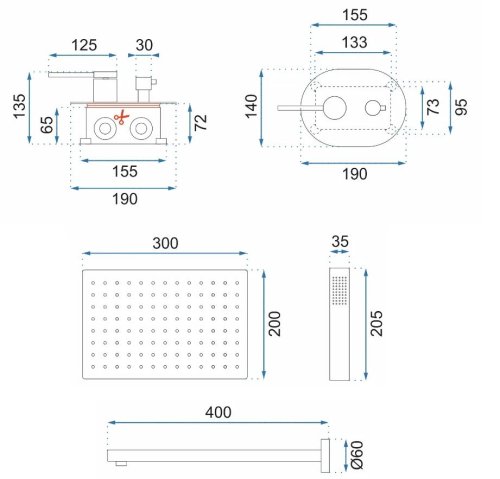 Душевая система REA Oval Black + Box REA-P8467