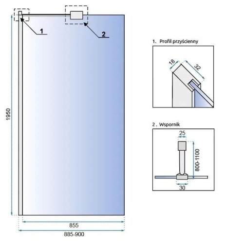 Душевая стенка REA Aero N 90 REA-K7553