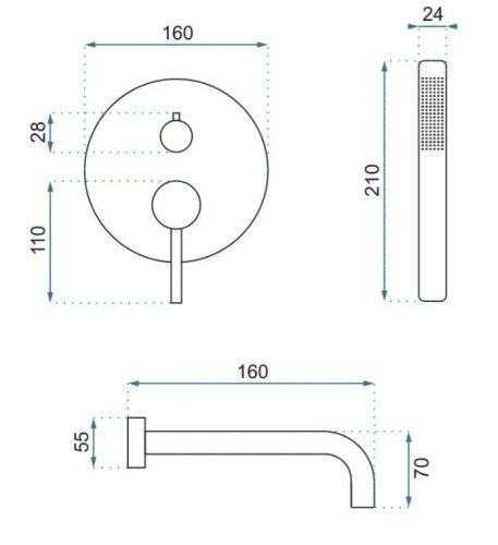 Смеситель скрытого монтажа REA Lungo Brushed Gold + Box REA-B7503