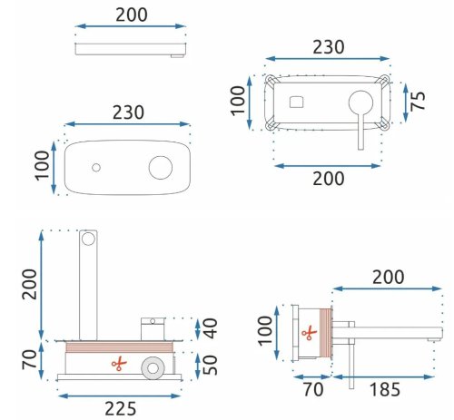 Смеситель скрытого монтажа REA Oval Chrome + Box REA-B5124