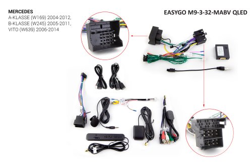 Штатное головное устройство EasyGo M9-3-32-MABV QLED Mercedes A-klasse (W169), B-klasse (W245), Vito (W639)
