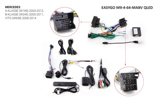 Штатное головное устройство EasyGo M9-4-64-MABV QLED Mercedes A-klasse (W169), B-klasse (W245), Vito (W639)