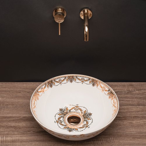 Умывальник (раковина) REA ELITA накладной белый/золото