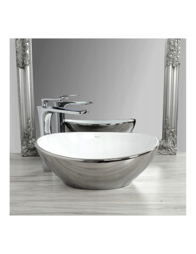 Умывальник (раковина) REA SOFIA SILVER / WHITE накладной серебристый / белый