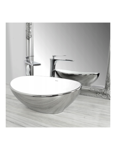 Умывальник (раковина) REA SOFIA SILVER / WHITE накладной серебристый / белый