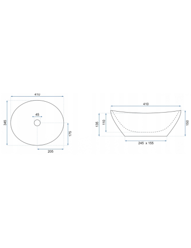Умывальник (раковина) REA SOFIA SILVER / WHITE накладной серебристый / белый