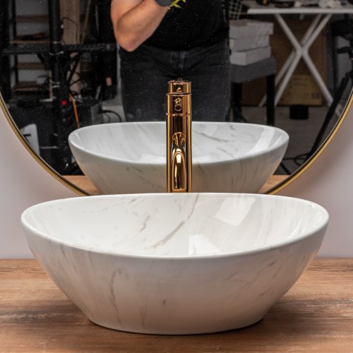 Умивальник (раковина) REA SOFIA CALALA MARMUR накладний білий