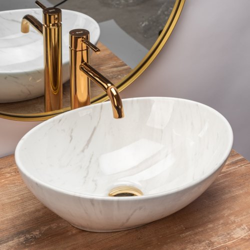 Умивальник (раковина) REA SOFIA CALALA MARMUR накладний білий