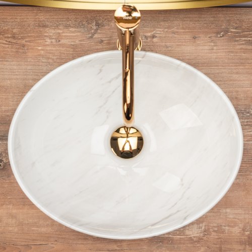 Умивальник (раковина) REA SOFIA CALALA MARMUR накладний білий