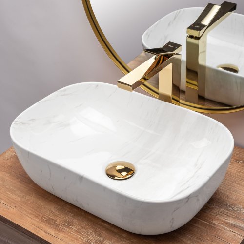 Умивальник (раковина) REA BELINDA CALALA MARMUR накладний білий/мармур
