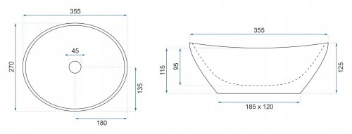Умивальник (раковина) REA SOFIA MINI WHITE GOLD накладний білий/золото