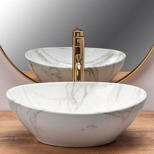 Умивальник (раковина) REA SOFIA AIAX MARMUR накладний білий