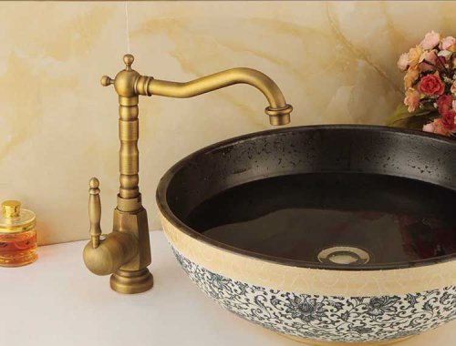 Смеситель для раковины (умывальника) REA BONA OLD GOLD золотой высокий