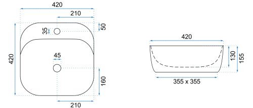 Умивальник (раковина) REA LUIZA 42 GREY MAT накладний сірий матовий