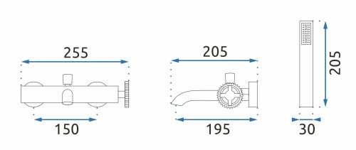 Змішувач для ванни та душу REA VERTIGO BLACK MAT чорний настінний