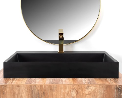 Умывальник (раковина) REA GOYA BLACK MAT 70 накладной - подвесной черный матовый