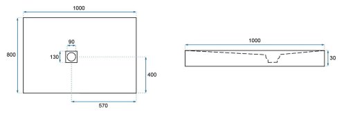 Душовий піддон REA BLACK STONE 80X100