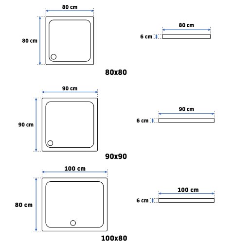 Душевой поддон акриловый REA SAVOY BLACK 80X80