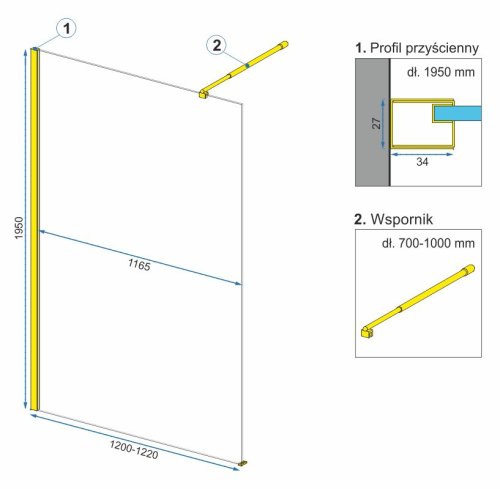Душевая стенка REA AERO GOLD 120