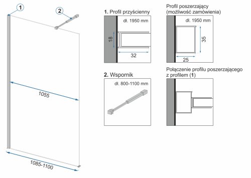 Душова стінка REA AERO BLACK MAT 110