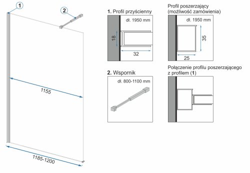 Душова стінка REA AERO BLACK MAT 120
