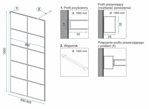 Душевая стенка REA BLER-1 90
