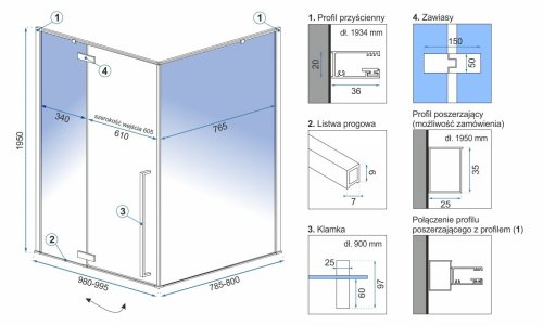 Душова кабіна REA FARGO BLACK 80х100