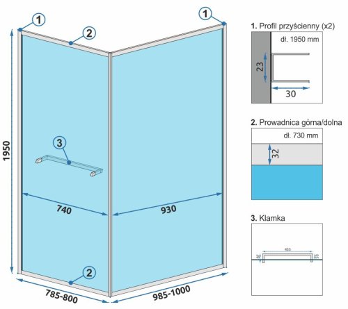 Душова кабіна REA SPACE IN BLACK 80х100