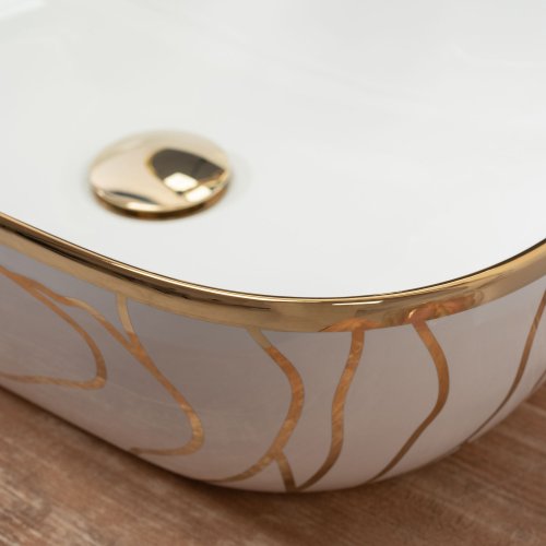Умивальник (раковина) REA BELINDA WAVE WHITE GOLD накладний білий