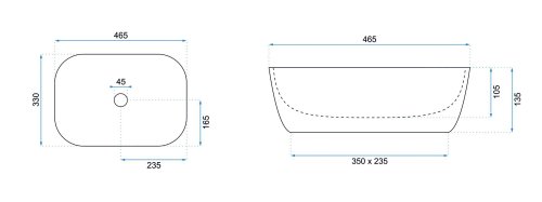 Умивальник (раковина) REA BELINDA WAVE WHITE GOLD накладний білий