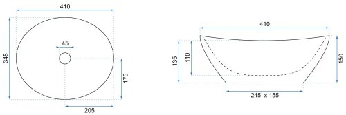 Умивальник (раковина) REA SOFIA BLACK GOLD EDGE накладний чорний